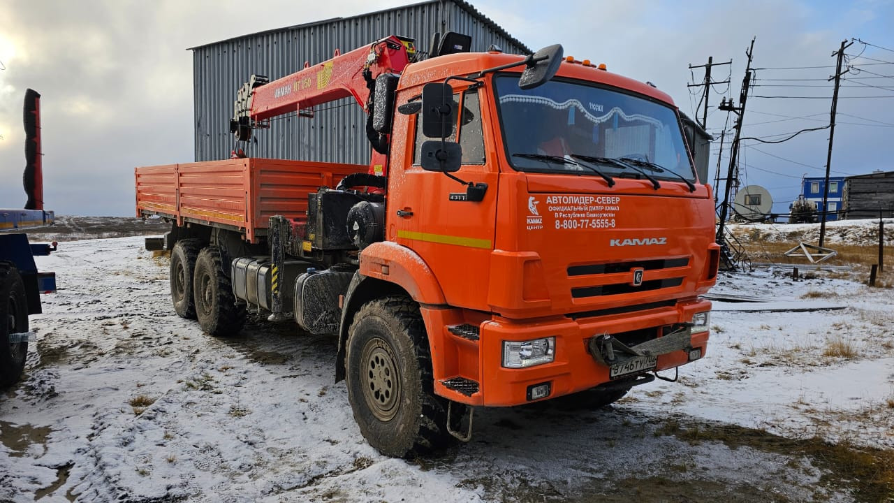 Кран центр "КАМАЗ" 659100 на шасси КамАЗ 43118 6x6 Бортовой с КМУ